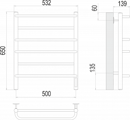 Евромикс П6 500х650 Электро (quick touch) Полотенцесушитель  TERMINUS Кемерово - фото 3