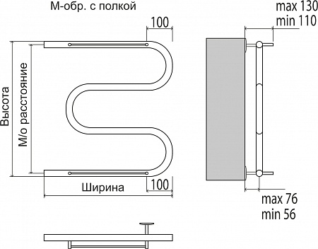 М-обр с/п AISI 32х2 500х400 Полотенцесушитель  TERMINUS Кемерово - фото 3