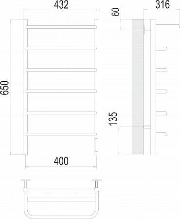 Полка П6 400х650 Электро (quick touch) Полотенцесушитель  TERMINUS Кемерово - фото 3