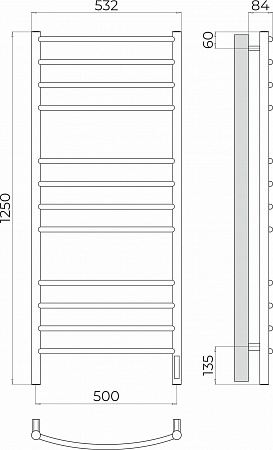 Классик П12 500х1250 Электро (quick touch) Полотенцесушитель TERMINUS Кемерово - фото 3