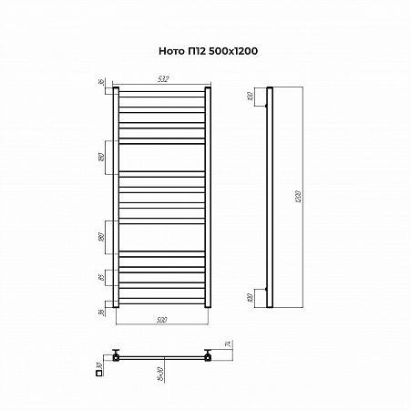 Ното П12 500х1200 Полотенцесушитель TERMINUS Кемерово - фото 3