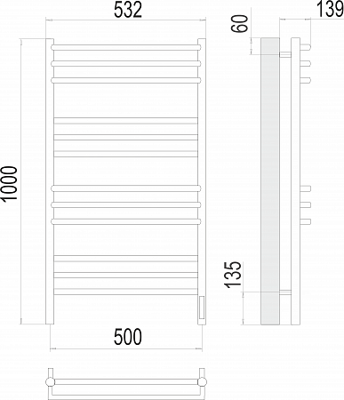 Прато П12 500х1000 электро (sensor quick touch) Полотенцесушитель  TERMINUS Кемерово - фото 3