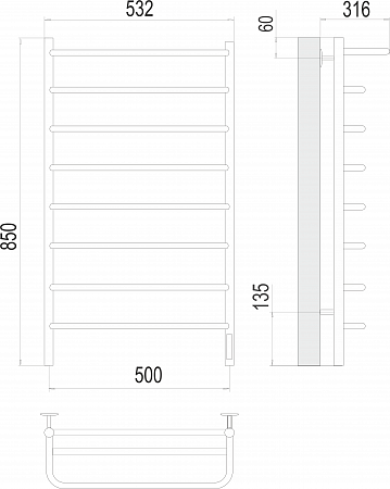 Полка П8 500х850 Электро (quick touch) Полотенцесушитель  TERMINUS Кемерово - фото 3