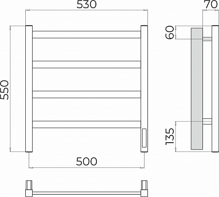 Ното П4 500х550 Электро (quick touch) Полотенцесушитель TERMINUS Кемерово - фото 3