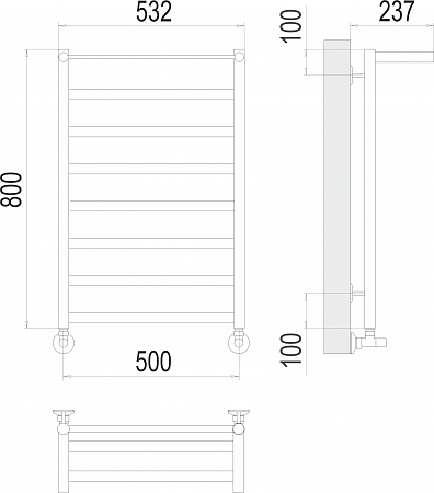 Хендрикс П8 500х800 Полотенцесушитель  TERMINUS Кемерово - фото 3