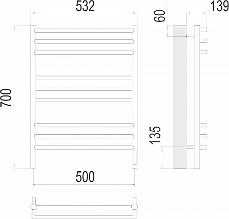 Прато П9 500х700 электро (sensor quick touch) Полотенцесушитель  TERMINUS Кемерово - фото 3