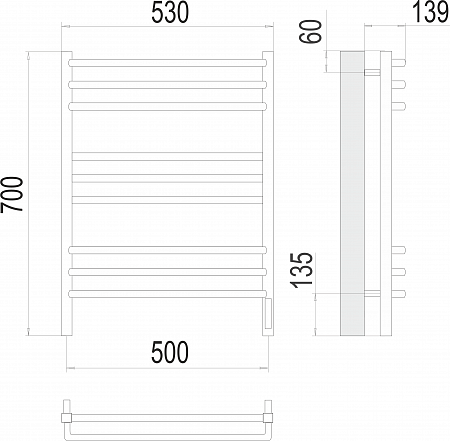 Соренто П9 500х700 электро (sensor quick touch) Полотенцесушитель  TERMINUS Кемерово - фото 3