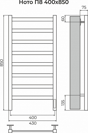 Ното П8 400х850 Электро (quick touch) Полотенцесушитель TERMINUS Кемерово - фото 3