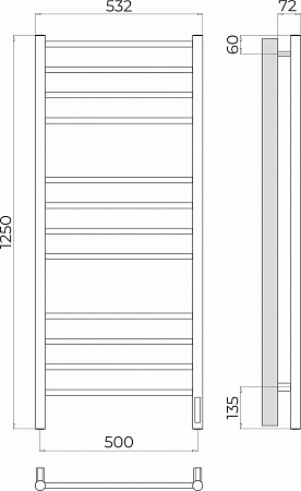 Аврора П12 500х1250 Электро (quick touch) Полотенцесушитель TERMINUS Кемерово - фото 3