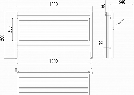 Горизонт П8 1000х600 электро КС ЧЕРНЫЙ МУАР (sensor quick touch) Полотенцесушитель TERMINUS Кемерово - фото 5