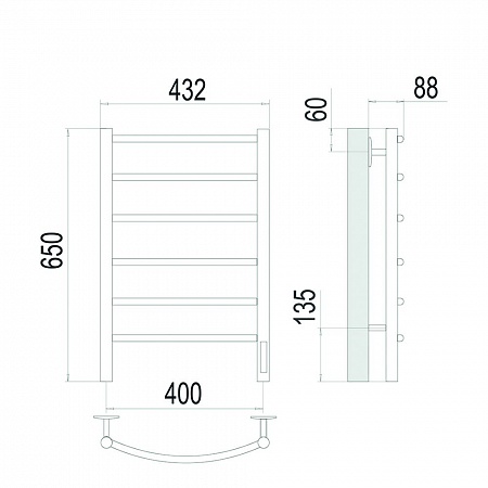 Классик П6 400х650 Электро (quick touch) Полотенцесушитель TERMINUS Сатин Кемерово - фото 4 Классик П6 400х650 Электро (quick touch) Полотенцесушитель TERMINUS Сатин Кемерово - фото 4